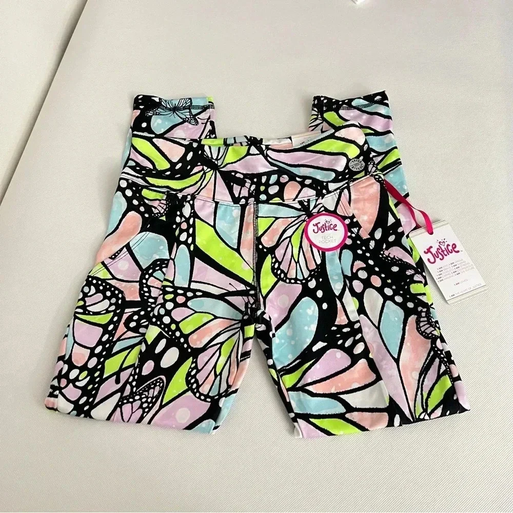 Justice Ankle Girls Butterfly Print Collection Legging Multicolored High Rise - Picture 12 of 13